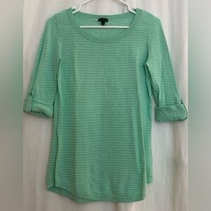 Talbots Mint Green Ribbed Long Sleeved Hi-lo Tunic Top Size XS